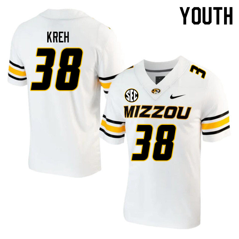 Youth #38 Christopher Kreh Missouri Tigers College 2023 Football Stitched Jerseys Sale-White